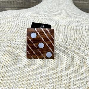 Chunky One Inlaid Wood Ring Size 8